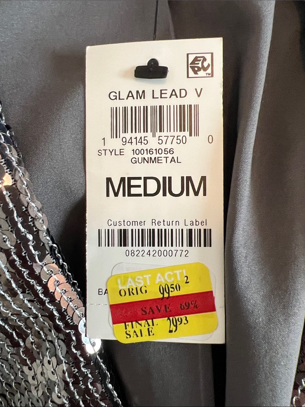 INC International Concepts Gunmetal Sequin Blazer - Picture 4 of 5